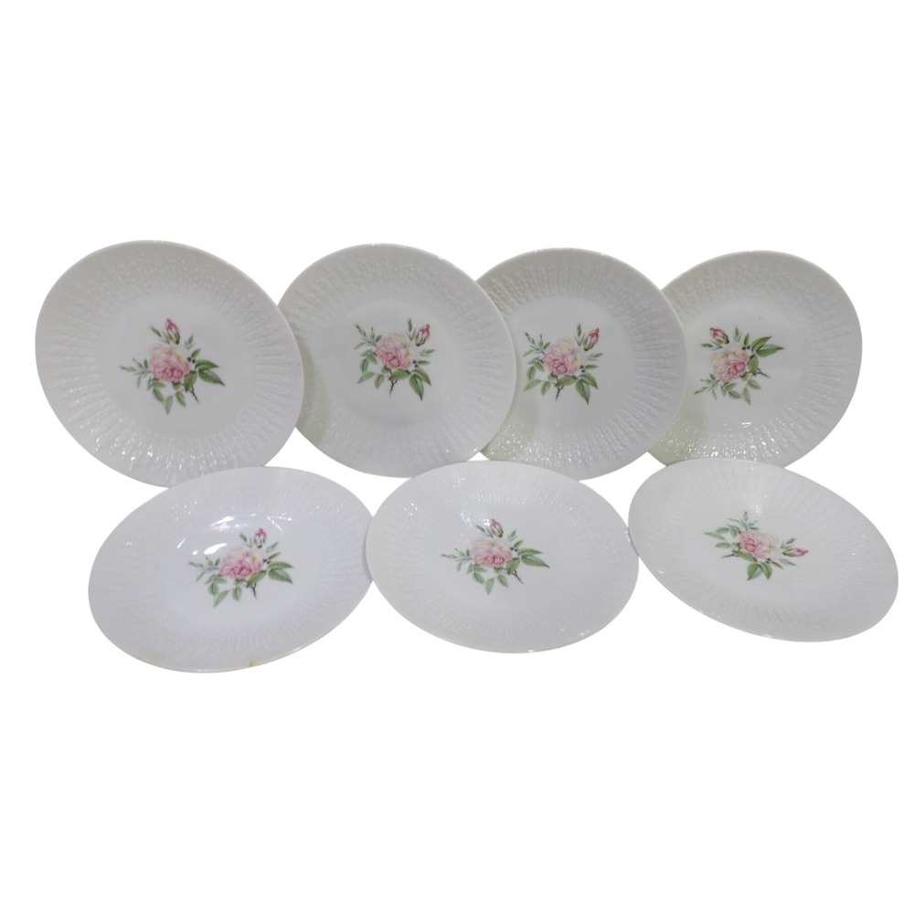 Hutschenreuther Rosita Bavaria Germany Porcelain Plates Set of 7 Basketweave